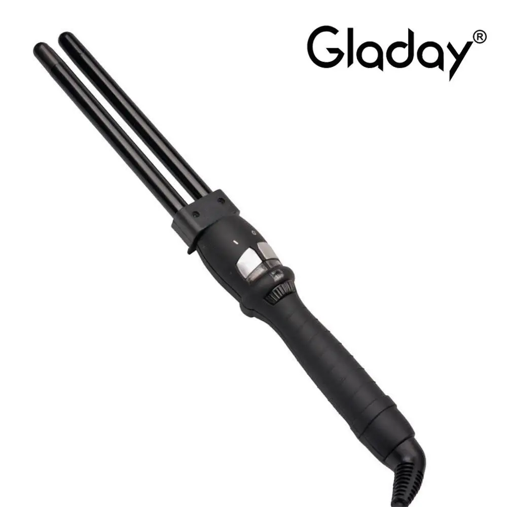 

Gladay Hair Curler Ceramic Cone Curling Iron Salon 3 In 1 Double Tube Waver curling hair 13mm hair curler iron