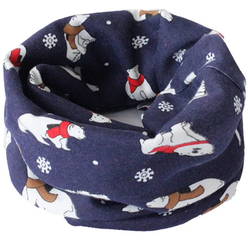 Бандана для малышей; осенне-зимний шарф для детей; теплый хлопковый шарф для мальчиков и девочек - Цвет: bear blue