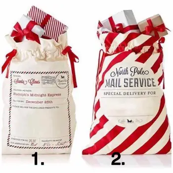 

Wholesale Free Shipping Red Stripe Envelope Style Drawstring Bag Canvas Santa Sack Christmas Gift Bag W8320