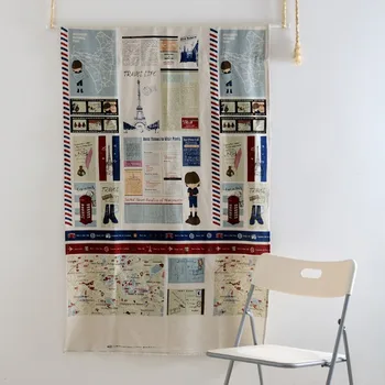 

FUYA Modern Cartoon Mediterranean Style Kitchen Half-curtain Kitchen Curtain Cafe Short Panel Curtain