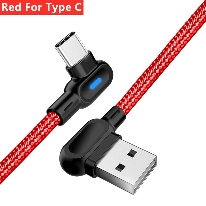 Олаф 90 градусов Micro usb type C кабель быстрой зарядки type-C для samsung Xiaomi huawei LG Android Microusb USB-C зарядное устройство - Цвет: Type C - Red