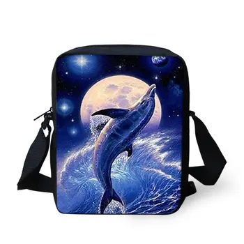

THIKIN Cartoon Dolphin Pattern Girls Messenger Handbags Children Travel Mini Shoulder Bags Cute Animal Print Women Crossbody Bag