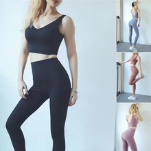 Новые сексуальные Женский комплект 2 шт. леггинсы и Топ Бюстгальтер Йога Комплект Женская Спортивная одежда Фитнес Спортивный костюм; Спортивный костюм для девочек