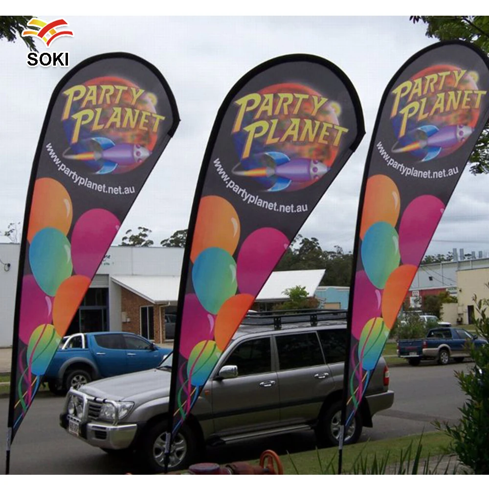 

2.8m Flag Banner For Trade show Exhibition Display Fabric Feather TeardropFlying Flag Display with single printing