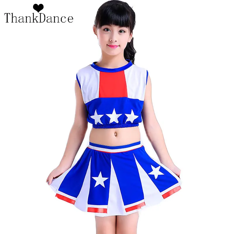 Girl Cheerleader Uniforms For Girls Cheer Team Suits Kid Class Calisthenics Cheerleading Children GameSuit | Тематическая одежда и