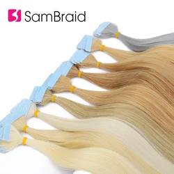 SAMBRAID 22 Inch Tape In Synthetic Hair Extensions 40Pcs/100g/pack Silky Straight Tape PU Seamless Skin Weft 17 Colors Can Buy