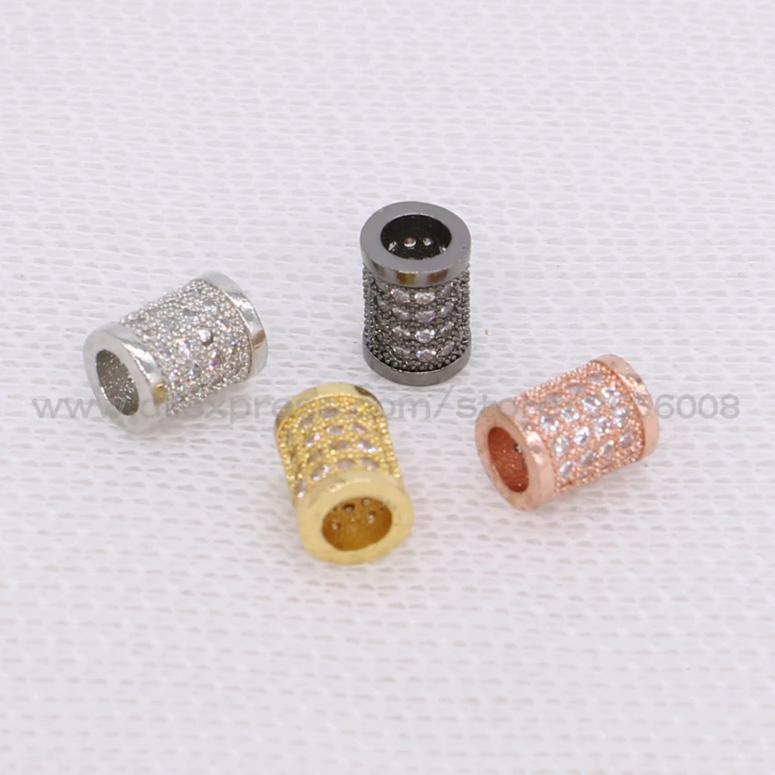 Handcrafted Micro pave CZ druzy cylinder Charm 20 pcs Mix colors Tiny