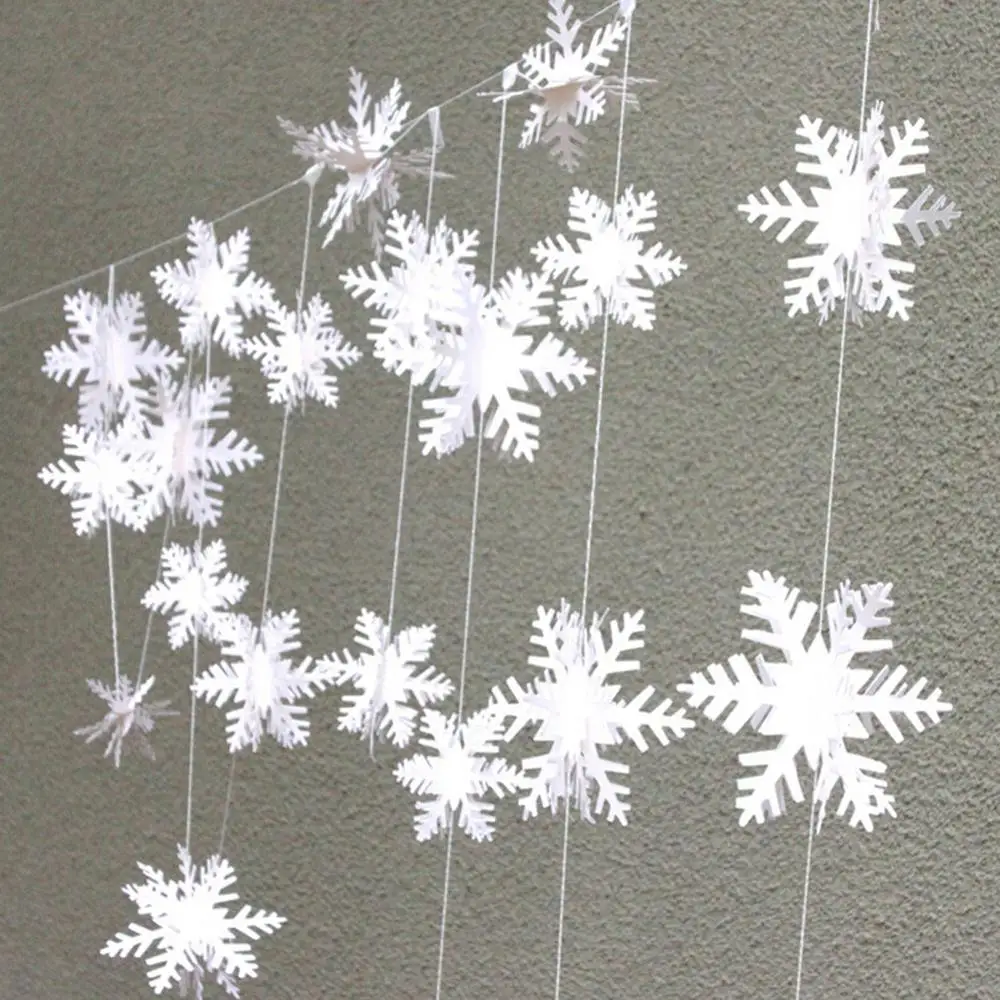 Рождественская белая Снежинка 3D карта бумага Снежинка из бумаги цветы гирлянда баннер для свадьбы праздник фестиваль вечерние украшения дома 3M - Цвет: 3M