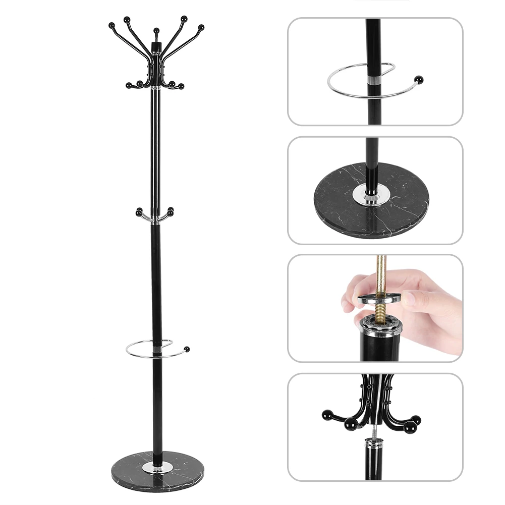 Новое дерево стиль вешалка 1,7 м металлический пальто шляпа куртка стенд дерево держатель Вешалка для сумок с мраморной основой вешалки для одежды HWC
