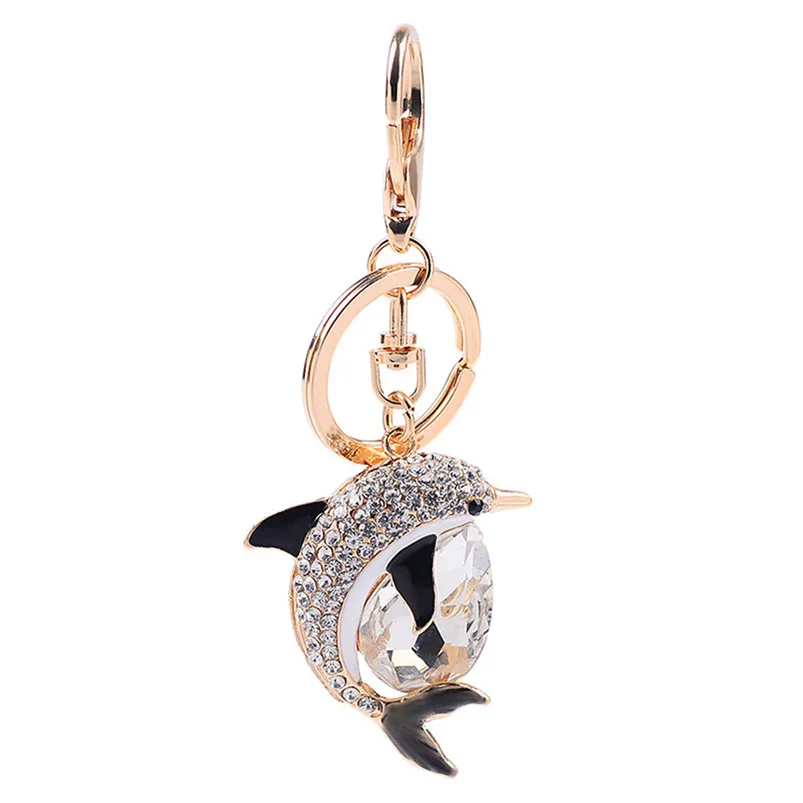 Dolphins Hanging Key Chain Cell Phone Chain Bag Pendant Car Ornaments Small Fish Keychain Diamond Home Decor 35JY2406