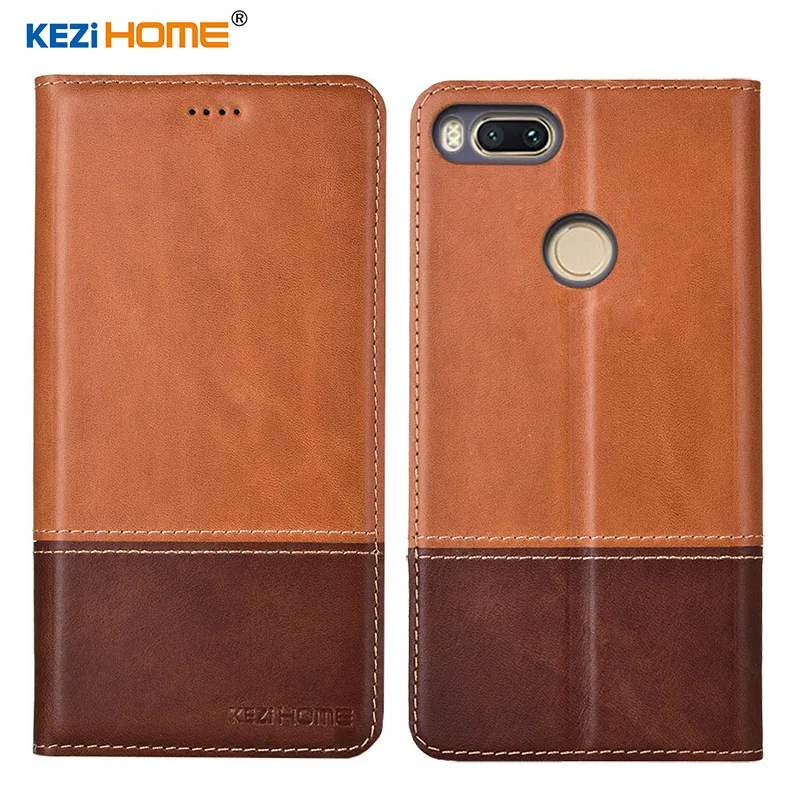 

Case for Xiaomi mi A1 MiA1 KEZiHOME Double Colors Genuine Leather Flip wallet Cover for Xiaomi mi 5x Mi5x Phone cases