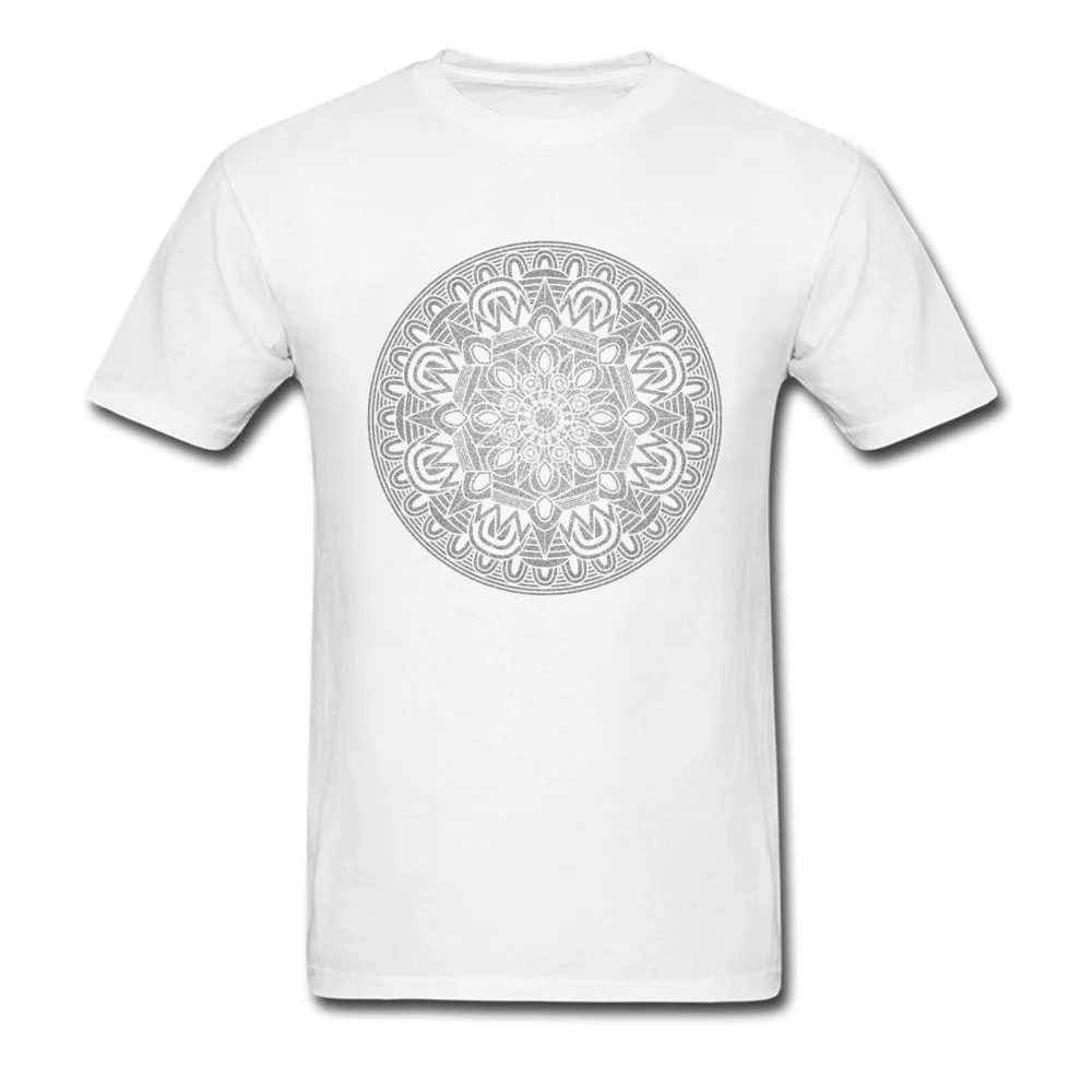 Flower Mandala 2 Graphic Short Sleeve Normal T Shirts 100% Cotton Crew Neck Mens Tops Shirt Printing Tshirts Thanksgiving Day Flower Mandala 2 white