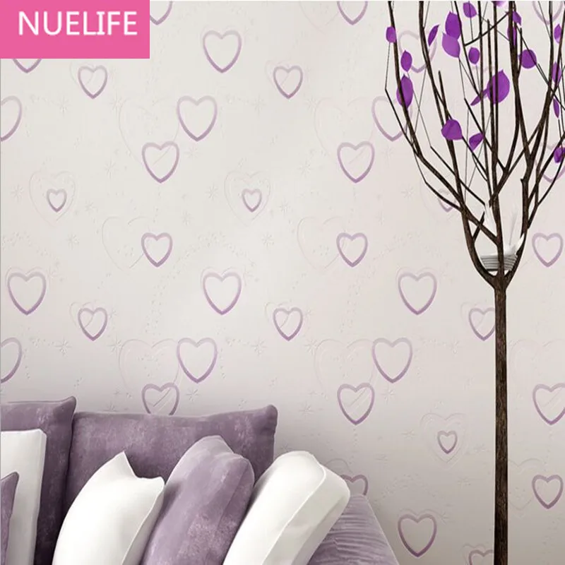 

0.53x10m 3D love pattern non-woven wallpaper wedding room bedroom living room children's room cartoon decoration wallpaper