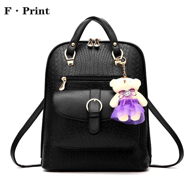 Brand Simple Design Backpack Women Backpacks Solid Vintage Girls School Bags PU Leather Women Ruckpack Shoulder