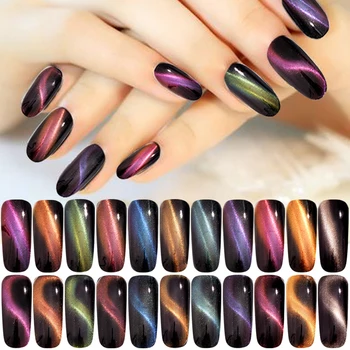 

1Box 3D Cat Eye Effect Magnet Mirror Powder with Brush Magnetic Glitter Dust UV Gel Polish Chrome DIY Nail Art Pigment 11 Colors