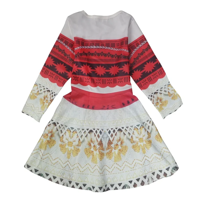 

3-8T Fall Long Sleeve Moana Princess Dress For Girls Christmas Party Cosplay Girl Dress Kids Clothing MUABABY Adventure Outfit
