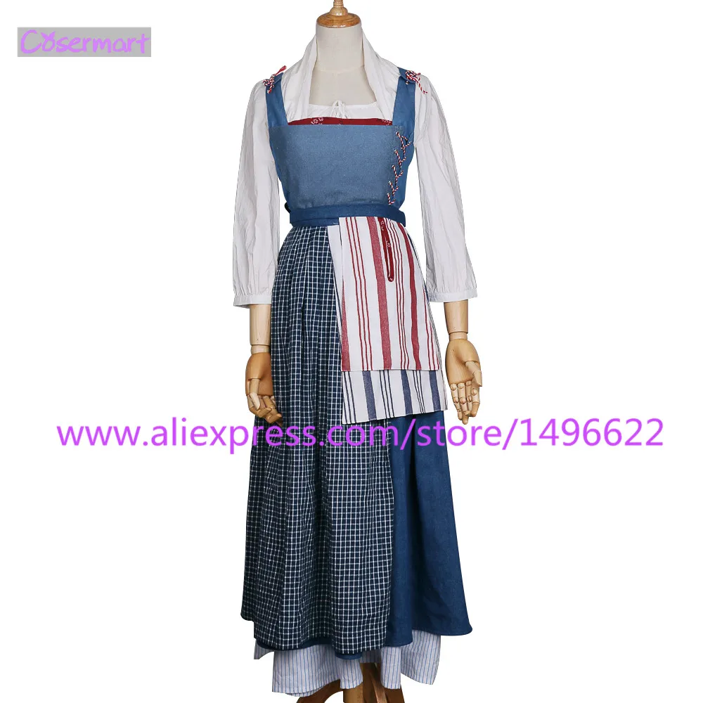 2017 Movie Beauty And The Beast Dress Maid Belle Costume Cosplay Dresses Women Adult Halloween Party