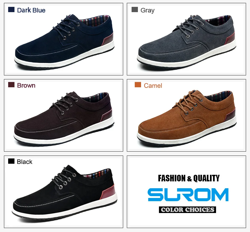 SUROM Men's Leather Casual Shoes Luxury Brand Spring New Fashion ... Brand introduction