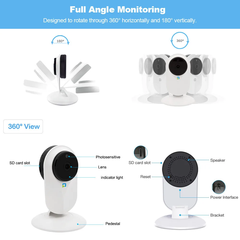 

HIINST HD 1080P WIFI Security Camera Monitor Camera with Night Version Motion Dection Windows PC And Other System JAN15
