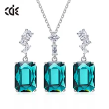 CDE ювелирный набор из стерлингового серебра 925 пробы, украшенный кристаллами из Подвески Swarovski, серьги, ювелирный набор