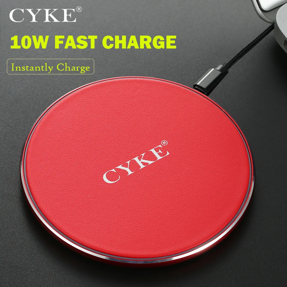 

CYKE Leather Cover Qi Wireless Charger Pad For iPhone X 8 Plus Samsung Galaxy Note 8 S8 S7 S6 Edge Desktop Fast Charging 10W