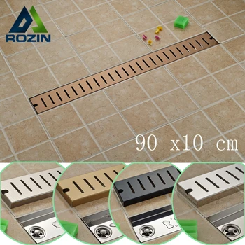 

90CM Stainless Steel Rectangle Floor Shower Drain Large Water Flow Pane Shower Channel Drainer