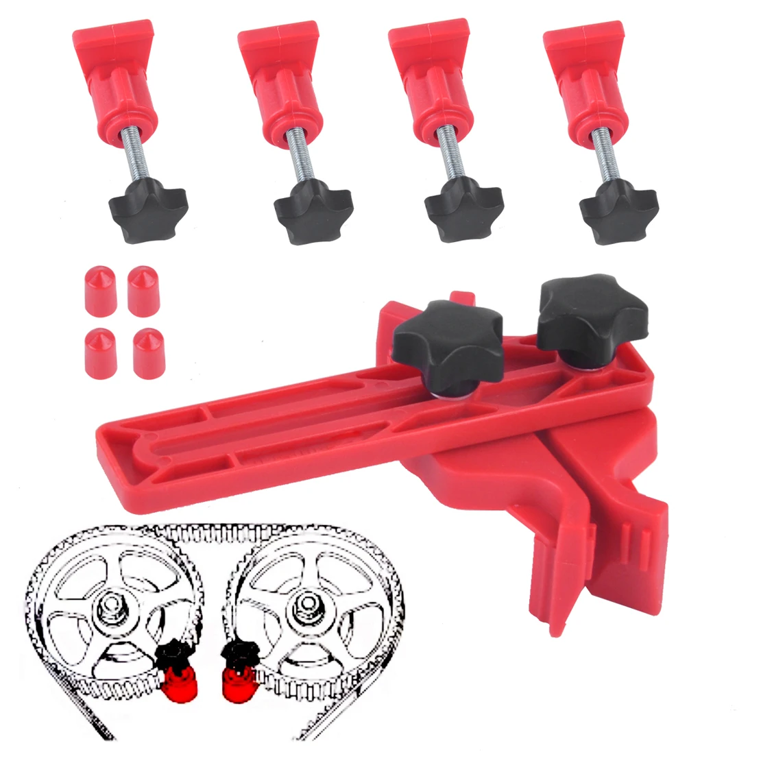 

DWCX Car Dual Cam Clamp Camshaft Engine Timing Sprocket Gear Locking Tool for VW Golf Mazda Hyundai Honda Chevrolet Peugeot
