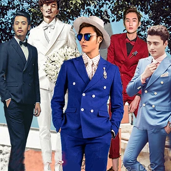 

Suit Men Long-Sleeved stage presided Men's Suits Dress double-breasted Hosted Theatrical Tuxedos For Men Wedding Prom two-piece