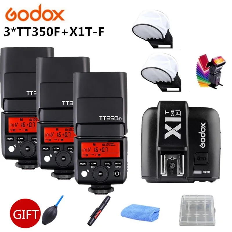 

3x Godox TT350F 2.4G HSS TTL GN36 Flash Speedlite + X1T-F Trigger Transmitter Kit for Fuji X-Pro2/X-T20/X-T1/X-T2