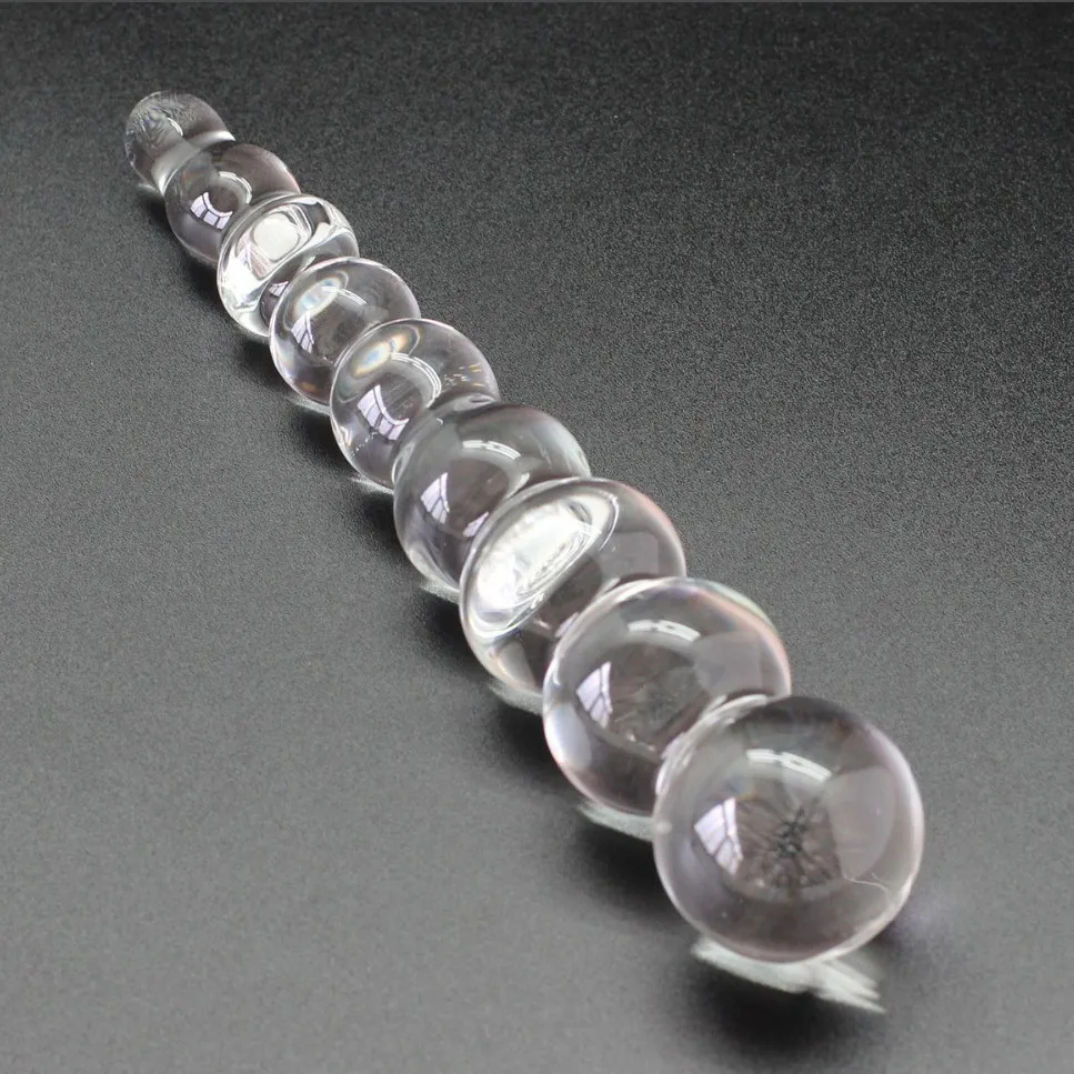 Crystal glass Dildos Anal beads butt plug with 9 beads anal toys for women men Adult products Female masturbation glass dildo 7