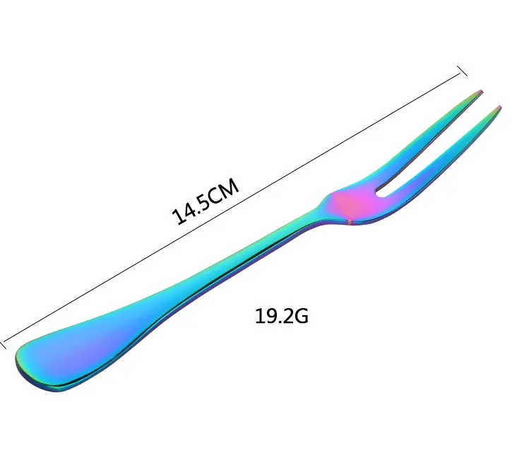 4 шт./партия, набор вилок из нержавеющей стали для фруктов, золото, Две зубчатые вилки зубочистки, инструменты, используемые для торта, салата, вечерние, Черные Вилка для торта - Цвет: Rainbow 4PCS