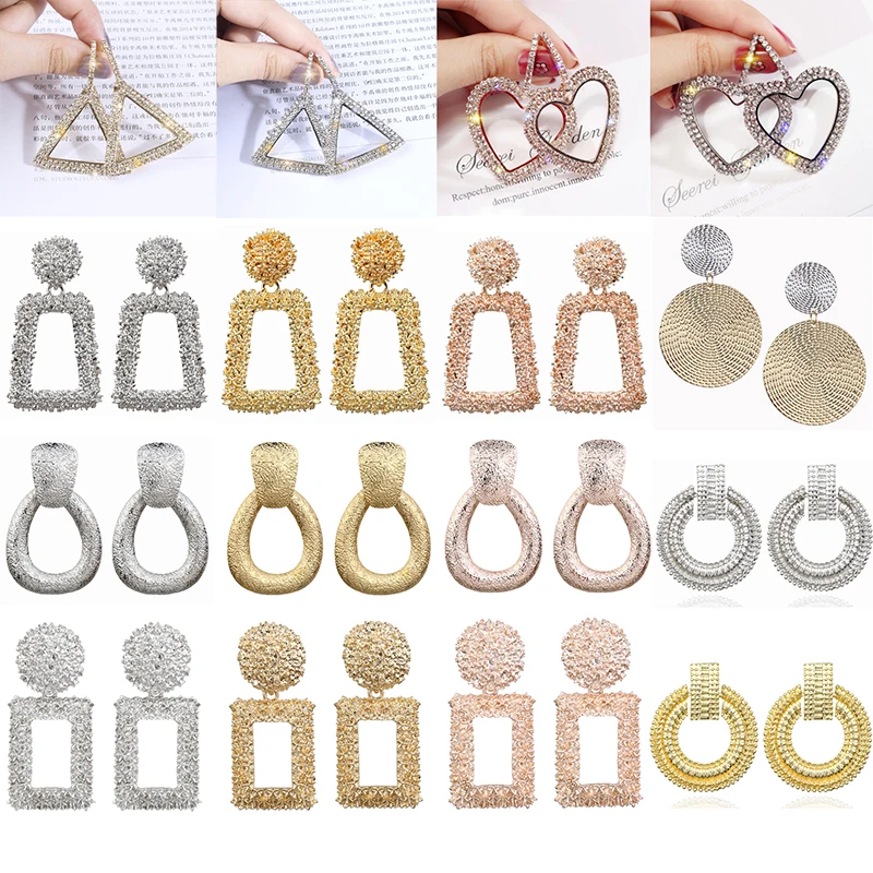 

Cuteeco 27 Style Metal Pendant Exaggerated Earrings For Women Geometric Wedding Gifts Bohemian Alloy Earrings Wholesale 2019