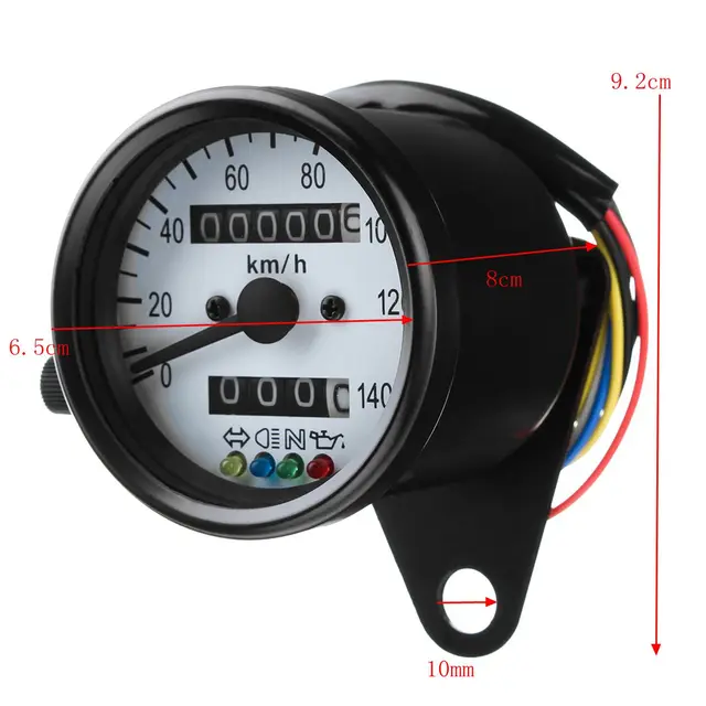 12V Motorcycle Dual Odometer KMH Speedometer Gauge Tachometer Gauge LED Indicator Back Light Signal Lamp