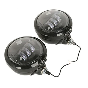 

1 Pair Black / Chrome 4.5" LED Projector Auxiliary Passing Spot Fog Light Lamp + 4.5 " Brackets For Harley moto Touring