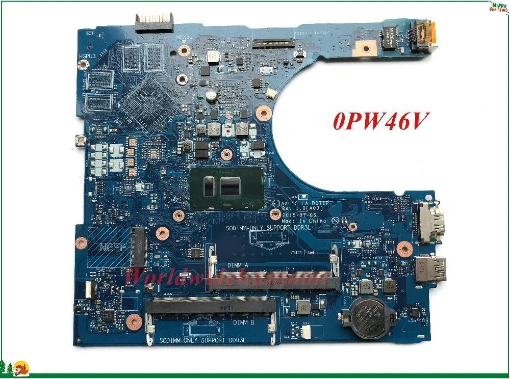 Высококачественная материнская плата MB PW46V 0PW46V для ноутбука Dell Inspiron 15 5559 1024 SR2EV 3855U
