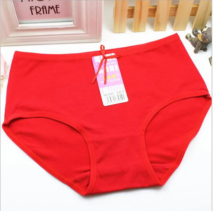 

Middle waist L-3XL lady underwear cotton new bow knot pale blue apricot yellow shrimp color