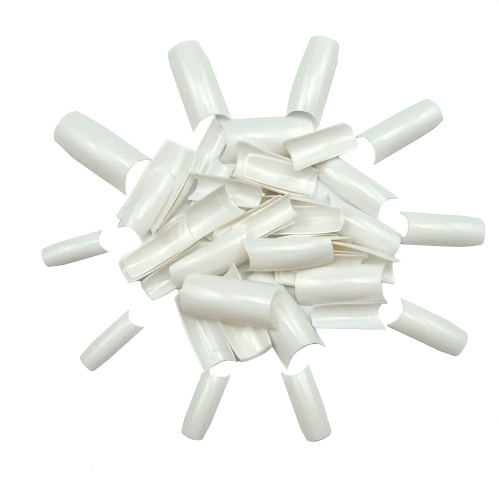 

50pcs False Tips For Nail Practice Acrylic Fake Half Tips Nails Overhead White Natural Artificial Nail Tool Tips Kit