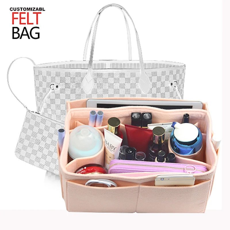 cheap Customized Felt Insert Bag Organizer Bag In Bag Handbag Purse Organizer 20 Colors 120 Size Diaper Pocket Detachable Zipper Bag