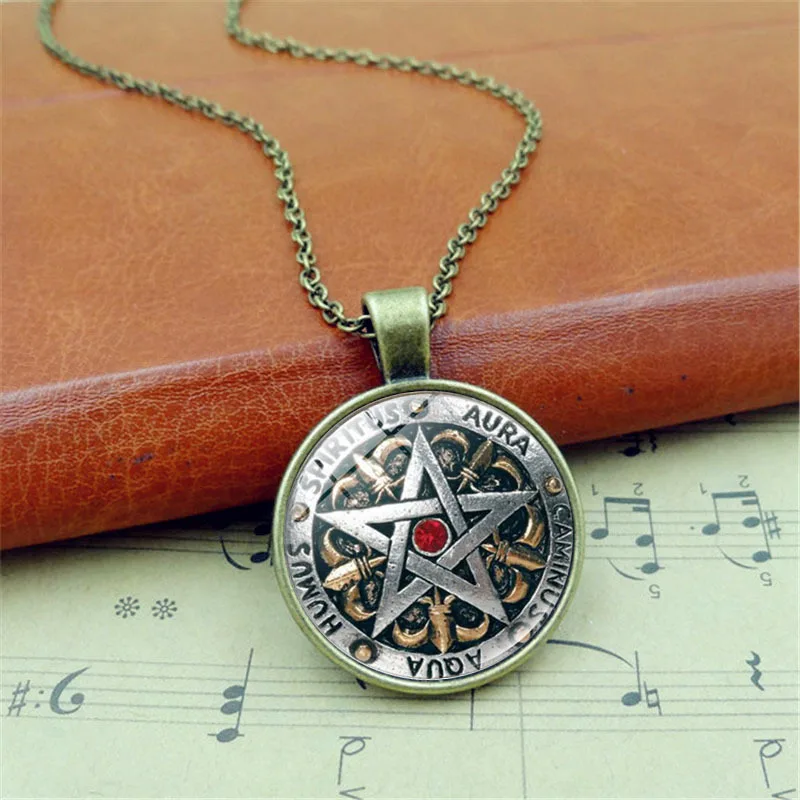 Ожерелье с кулоном Boyfriend Magic pagan Pentagram ожерелье защитой от Wiccan стеклянный