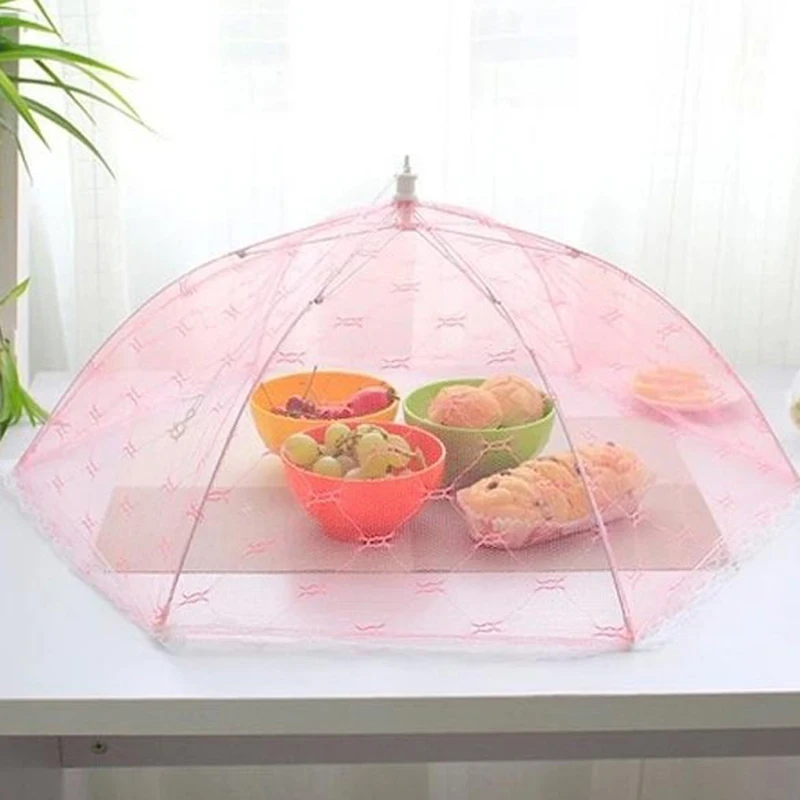 

Food Umbrella Cover Kitchen Accessaries Picnic Barbecue Party Sports Fly Mosquito Net Tent Pink Blue For Cookouts Camping