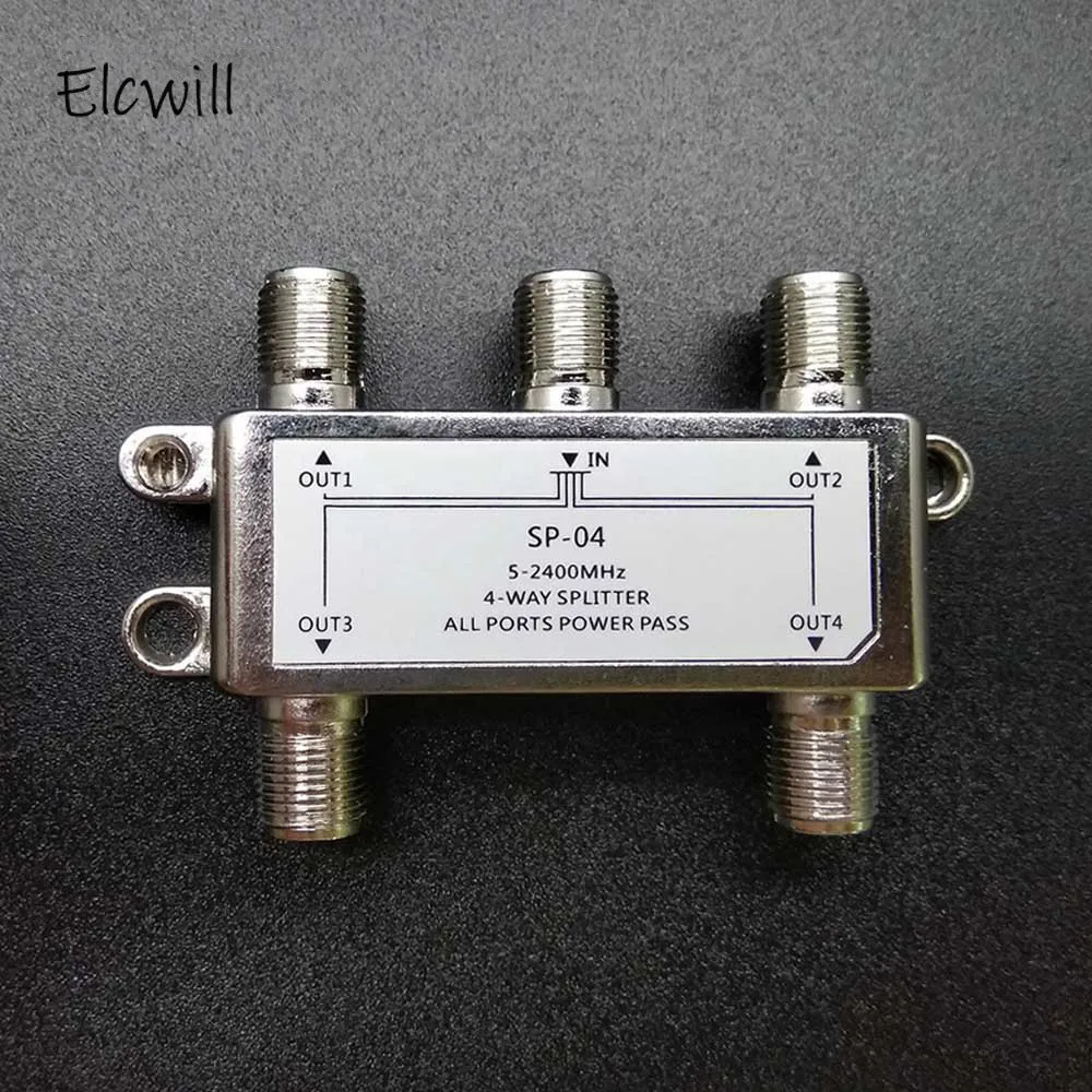 

4 Way 4 Channel Satellite signal splitter 5-2400MHz F Type 4-way 4-channel Zinc Die-cast Housing Satellite TV Receiver