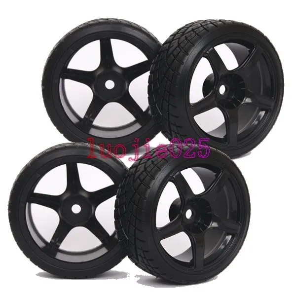 4PCS RC 110 On Road Drift Car Hard Plastic Tires Tyres & Wheel Rim 9077 6013 Fit HSP HPI REDCAT