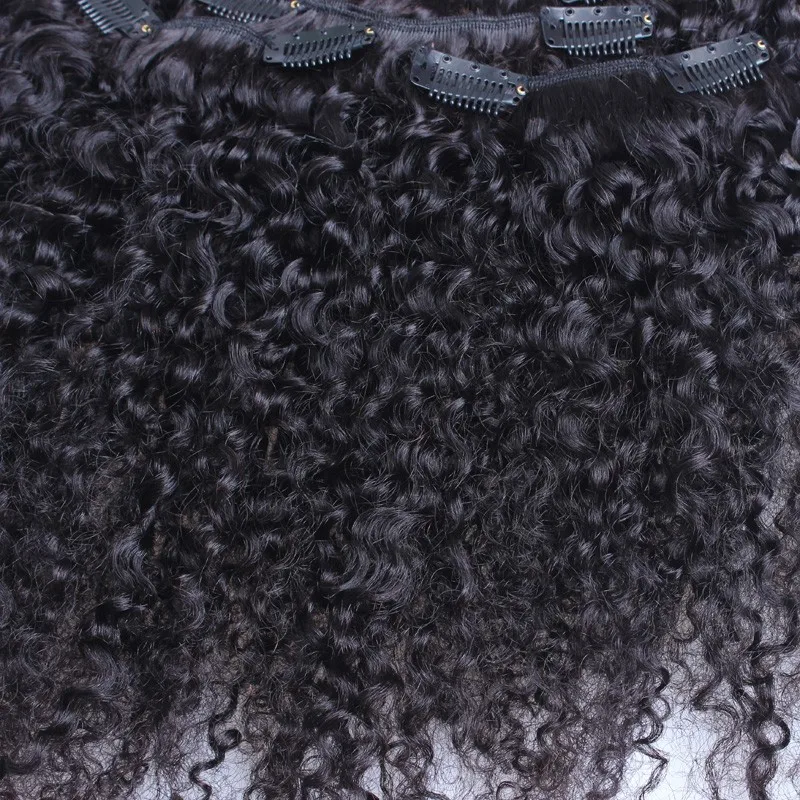 3B 3C Kinky Krullend Clip In Hair Extensions Menselijk Haar Volledige Hoofd Sets Afro Kinky Krullend Clip Ins Bundels Natuurlijke zwart 4A Dolago