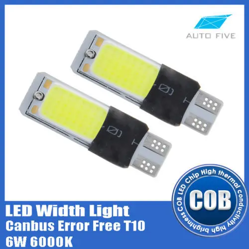 2X COB 6W High Power 6000K Canbus Error Free Car Vehicle LED Light Bulb T10 W5W|light bulb dimmable|bulb projectorbulb light strands |