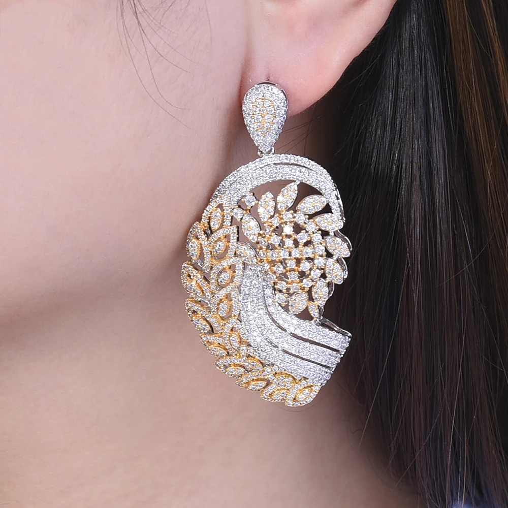 

missvikki Luxury Gorgeous Women Party Earrings Wedding Bridal Pendant Earrings Top Quality Sterling Silver AAA Cubic Zirconia