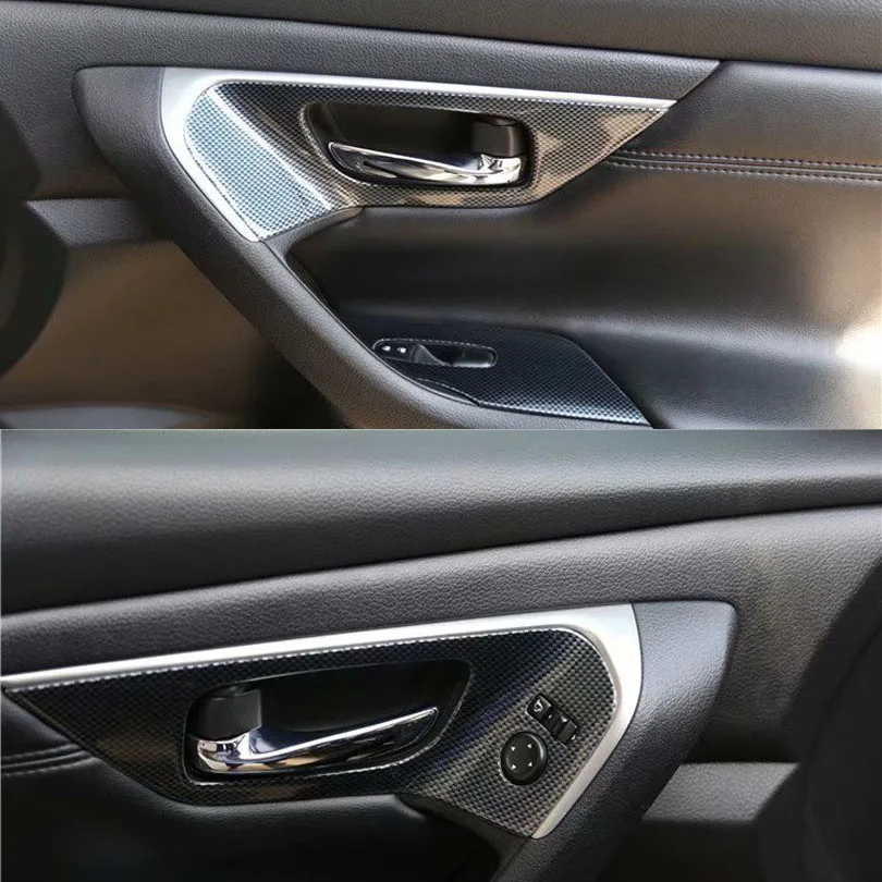 Для Nissan Altima 2013 для леворульных автомобилей автомобиля накладка на внутреннюю дверную ручку уравновешивание автомобиля стайлинга ABS автомобильные аксессуары 4 шт./компл