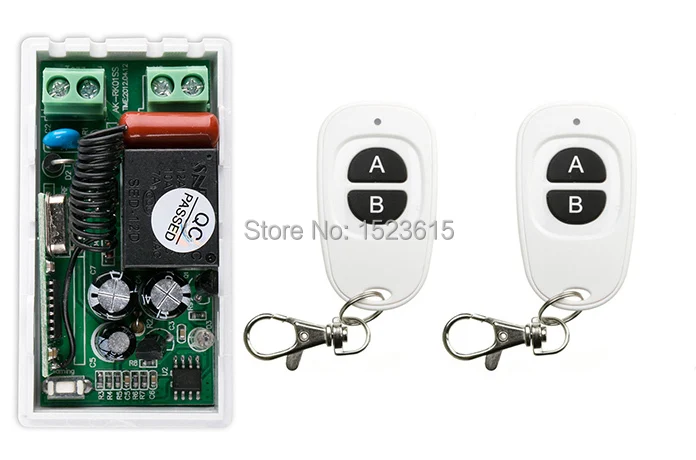 

AC220V 1CH RF Wireless Mini Switch Relay Receiver Remote Controllers &2* White AB keys Waterproof Transmitter Toggle Momentary