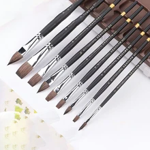 9 шт набор акварельных кистей серая мышь шерсть животных кошка язык плоская гуашь акриловая кисть для студентов искусство начинающих ручная роспись для взрослых