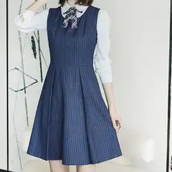 Осенняя и зимняя одежда Полосатое платье без рукавов шерстяной жилет корейский Тонкий женский длинный тонкий элегантный офисное платье