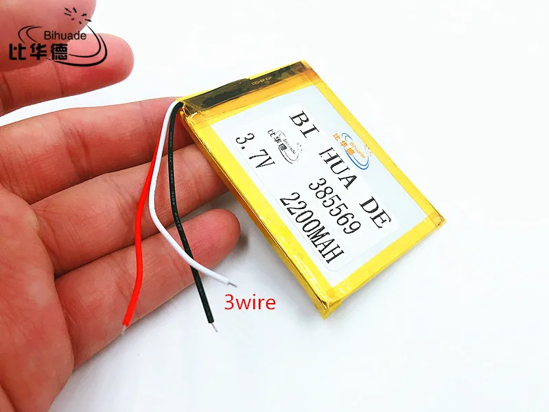

li-po 3 line 3.7V,2200mAH 385569 (polymer lithium ion battery) Li-ion battery for Mp3 MP4 MP5 GPS